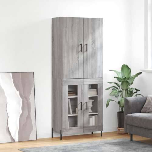 Visoka komoda siva sonome 69,5x34x180 cm od konstruiranog drva - Sivi hrast sonoma 1 2 staklena vrata Cijena