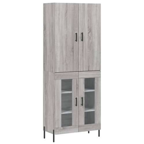 Visoka komoda siva sonome 69,5x34x180 cm od konstruiranog drva - Sivi hrast sonoma 1 2 staklena vrata Cijena