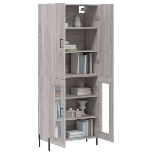 Visoka komoda siva sonome 69,5x34x180 cm od konstruiranog drva - Sivi hrast sonoma 1 2 staklena vrata Cijena