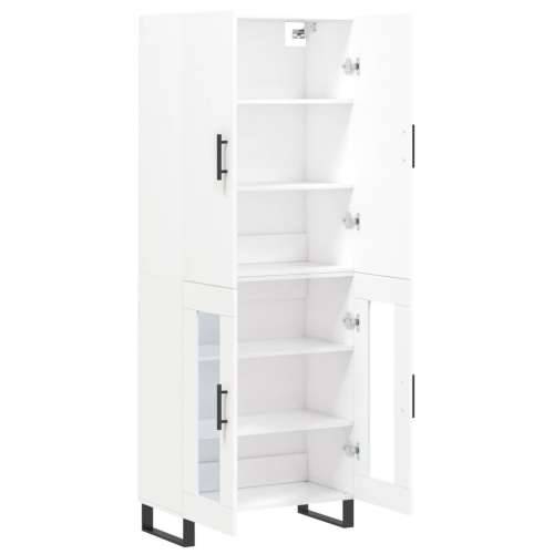 Visoka komoda bijela 69,5x34x180 cm konstruirano drvo - Bijela 1 2 staklena vrata Cijena