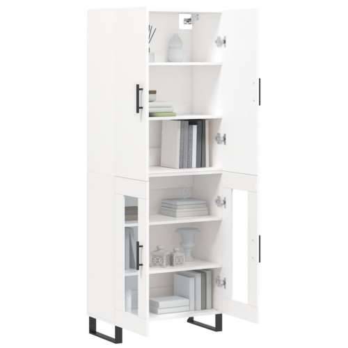 Visoka komoda bijela 69,5x34x180 cm konstruirano drvo - Bijela 1 2 staklena vrata Cijena