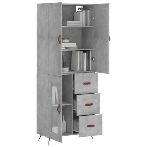 Visoka komoda siva betona 69,5x34x180 cm od konstruiranog drva - Beton siva 1 1 staklena vrata 3 ladice Cijena