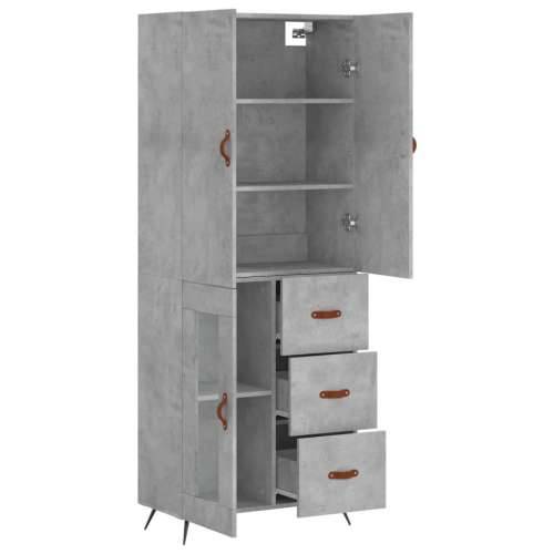 Visoka komoda siva betona 69,5x34x180 cm od konstruiranog drva - Beton siva 1 1 staklena vrata 3 ladice Cijena