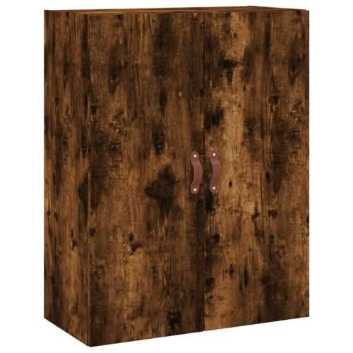 Visoka komoda dimljeni hrast 69,5x34x180 cm konstruiranog drva - Dimljeni hrast 1 1 staklena vrata 3 ladice Cijena