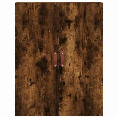 Visoka komoda dimljeni hrast 69,5x34x180 cm konstruiranog drva - Dimljeni hrast 1 1 staklena vrata 3 ladice Cijena