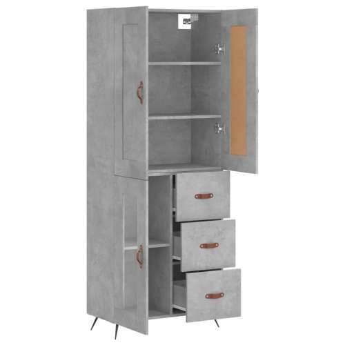 Visoka komoda siva betona 69,5x34x180 cm od konstruiranog drva - Beton siva 1 1 staklena vrata 3 ladice Cijena