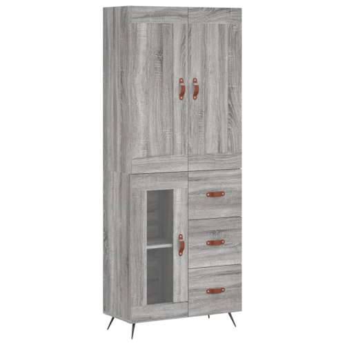 Visoka komoda siva sonome 69,5x34x180 cm od konstruiranog drva - Sivi hrast sonoma 1 1 staklena vrata 3 ladice Cijena