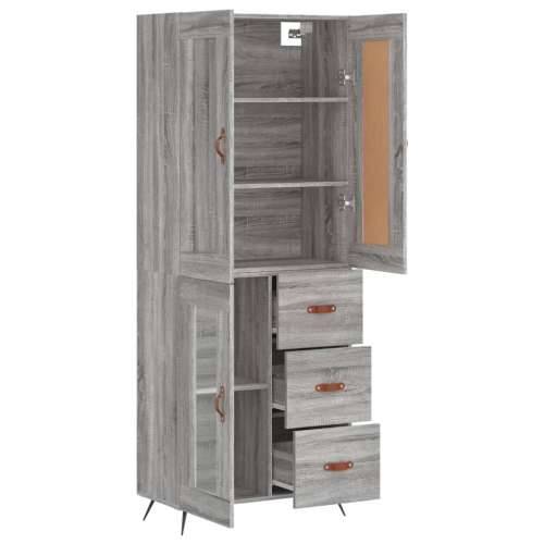 Visoka komoda siva sonome 69,5x34x180 cm od konstruiranog drva - Sivi hrast sonoma 1 1 staklena vrata 3 ladice Cijena