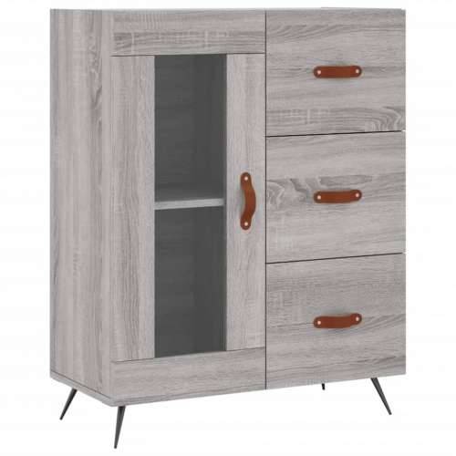Visoka komoda siva sonome 69,5x34x180 cm od konstruiranog drva - Sivi hrast sonoma 1 1 staklena vrata 3 ladice Cijena