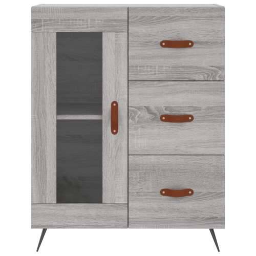 Visoka komoda siva sonome 69,5x34x180 cm od konstruiranog drva - Sivi hrast sonoma 1 1 staklena vrata 3 ladice Cijena