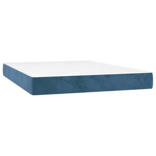 Krevet s oprugama i madracem tamnoplavi 140x190 cm baršunasti - Tamno plava 140 x 190 cm Dizajn s gumbima Cijena