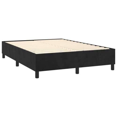 Krevet s oprugama i madracem crni 140 x 190 cm baršunasti - Crna 140 x 190 cm Dizajn s gumbima Cijena