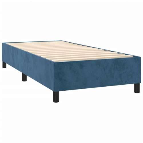 Box spring krevet s madracem tamnoplavi 90x190 cm baršunasti - Tamno plava 90 x 190 cm gumbi Cijena