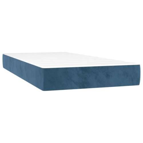 Box spring krevet s madracem tamnoplavi 90x190 cm baršunasti - Tamno plava 90 x 190 cm gumbi Cijena