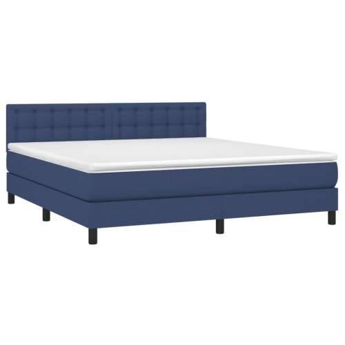 Krevet box spring s madracem LED plavi 180x200 cm od tkanine - Plava 180 x 200 cm gumbi Cijena