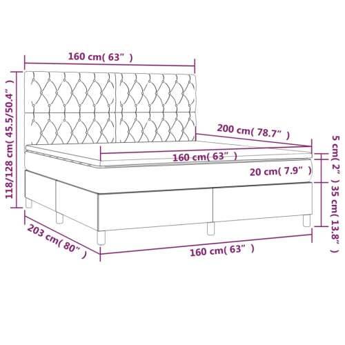 Krevet box spring s madracem LED crni 160x200 cm baršun - Crna 160 x 200 cm Dizajn s gumbima Cijena