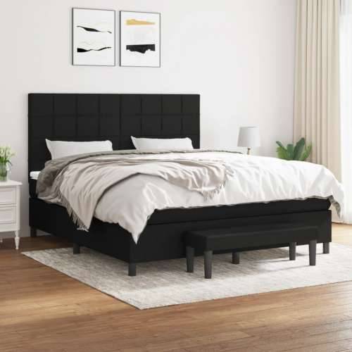 Krevet s oprugama i madracem crni 180x200 cm od tkanine - Crna 180 x 200 cm Blok s kvadratima Cijena