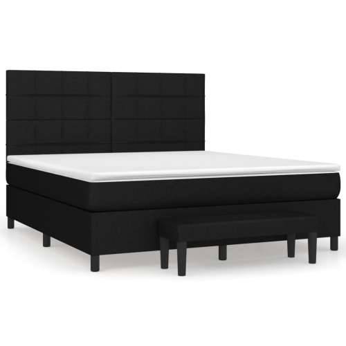 Krevet s oprugama i madracem crni 180x200 cm od tkanine - Crna 180 x 200 cm Blok s kvadratima Cijena