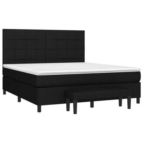Krevet s oprugama i madracem crni 180x200 cm od tkanine - Crna 180 x 200 cm Blok s kvadratima Cijena