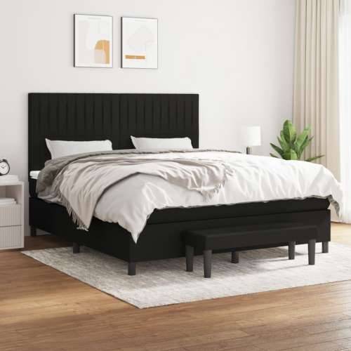 Krevet s oprugama i madracem crni 180x200 cm od tkanine - Crna 180 x 200 cm Okomite pruge Cijena