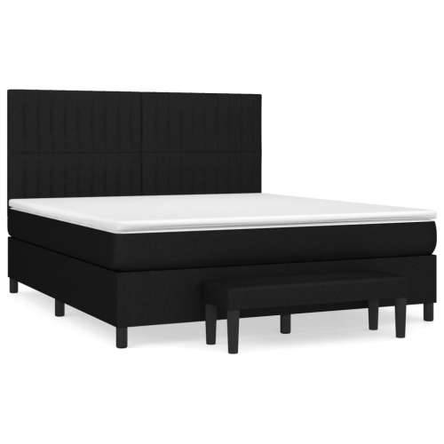 Krevet s oprugama i madracem crni 180x200 cm od tkanine - Crna 180 x 200 cm Okomite pruge Cijena