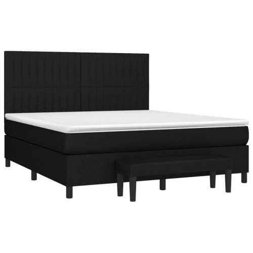 Krevet s oprugama i madracem crni 180x200 cm od tkanine - Crna 180 x 200 cm Okomite pruge Cijena