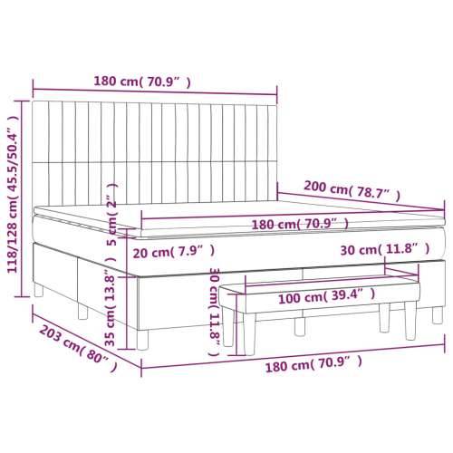 Krevet s oprugama i madracem crni 180x200 cm od tkanine - Crna 180 x 200 cm Okomite pruge Cijena