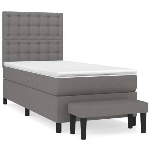 Krevet s oprugama i madracem tamnosivi 90 x 190 cm od tkanine - Tamno siva 90 x 190 cm gumbi Cijena