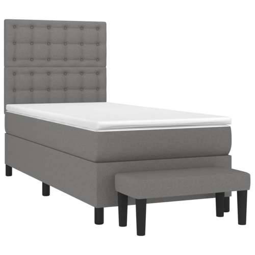 Krevet s oprugama i madracem tamnosivi 90 x 190 cm od tkanine - Tamno siva 90 x 190 cm gumbi Cijena