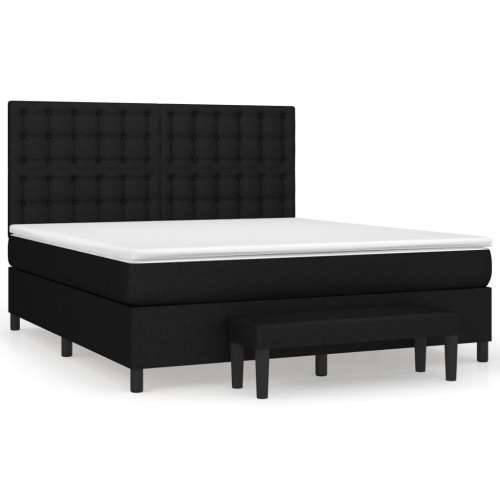Krevet s oprugama i madracem crni 180x200 cm od tkanine - Crna 180 x 200 cm gumbi Cijena