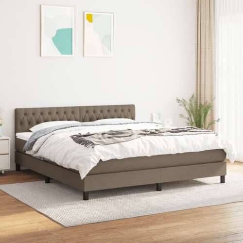 Krevet s oprugama i madracem smeđesivi 180x200 cm tkanina