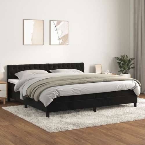 Krevet s oprugama i madracem crni 200x200 cm baršunasti
