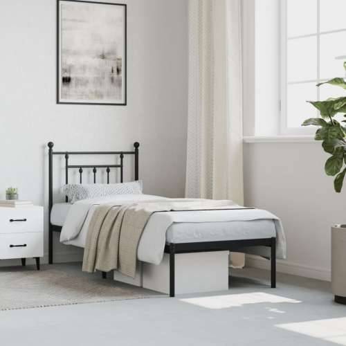 Metalni okvir za krevet s uzglavljem crni 75x190 cm - Crna 75 x 190 cm s uzglavljem Cijena