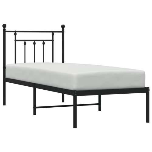 Metalni okvir za krevet s uzglavljem crni 75x190 cm - Crna 75 x 190 cm s uzglavljem Cijena