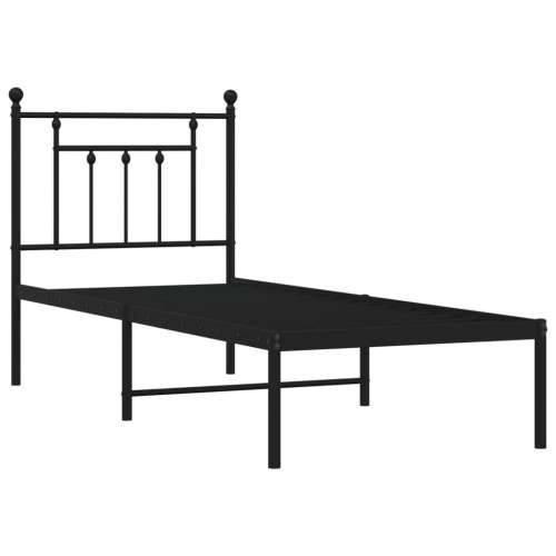 Metalni okvir za krevet s uzglavljem crni 75x190 cm - Crna 75 x 190 cm s uzglavljem Cijena
