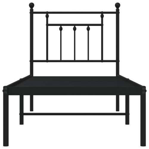 Metalni okvir za krevet s uzglavljem crni 75x190 cm - Crna 75 x 190 cm s uzglavljem Cijena