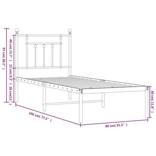 Metalni okvir za krevet s uzglavljem crni 75x190 cm - Crna 75 x 190 cm s uzglavljem Cijena