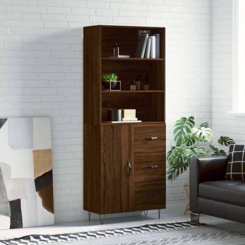 Visoka komoda boja hrasta 69,5x34x180 cm od konstruiranog drva - Smeđi hrast 1 1 vrata 3 ladice Cijena