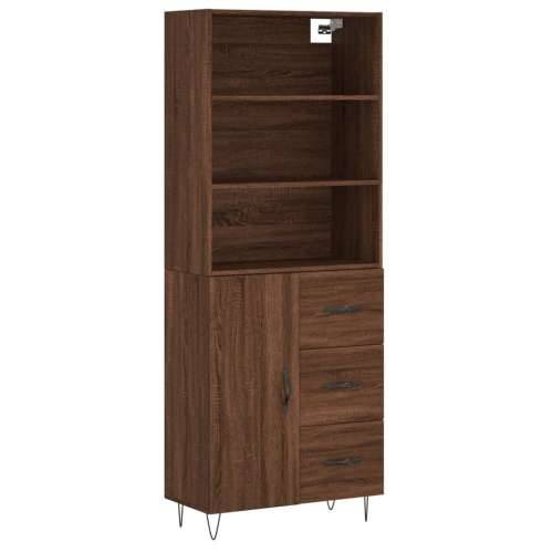 Visoka komoda boja hrasta 69,5x34x180 cm od konstruiranog drva - Smeđi hrast 1 1 vrata 3 ladice Cijena