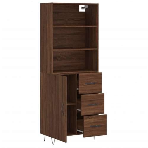 Visoka komoda boja hrasta 69,5x34x180 cm od konstruiranog drva - Smeđi hrast 1 1 vrata 3 ladice Cijena