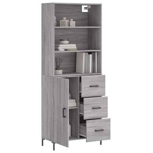 Visoka komoda siva sonome 69,5x34x180 cm od konstruiranog drva - Sivi hrast sonoma 1 1 vrata 3 ladice Cijena