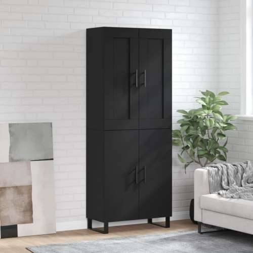 Visoka komoda crni 69,5x34x180 cm konstruirano drvo - Crna 1 2 vrata Cijena