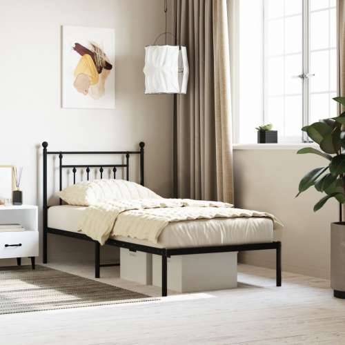 Metalni okvir za krevet s uzglavljem crni 90x190 cm - Crna 90 x 190 cm s uzglavljem Cijena