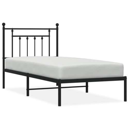 Metalni okvir za krevet s uzglavljem crni 90x190 cm - Crna 90 x 190 cm s uzglavljem Cijena