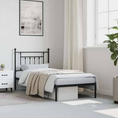 Metalni okvir za krevet s uzglavljem crni 90x190 cm - Crna 90 x 190 cm s uzglavljem Cijena