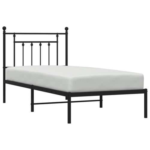 Metalni okvir za krevet s uzglavljem crni 90x190 cm - Crna 90 x 190 cm s uzglavljem Cijena