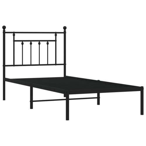 Metalni okvir za krevet s uzglavljem crni 90x190 cm - Crna 90 x 190 cm s uzglavljem Cijena