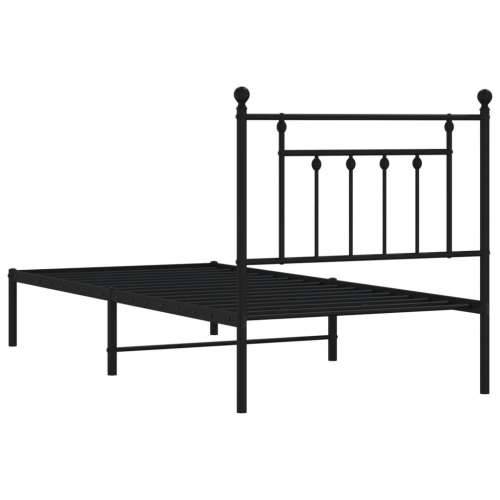 Metalni okvir za krevet s uzglavljem crni 90x190 cm - Crna 90 x 190 cm s uzglavljem Cijena