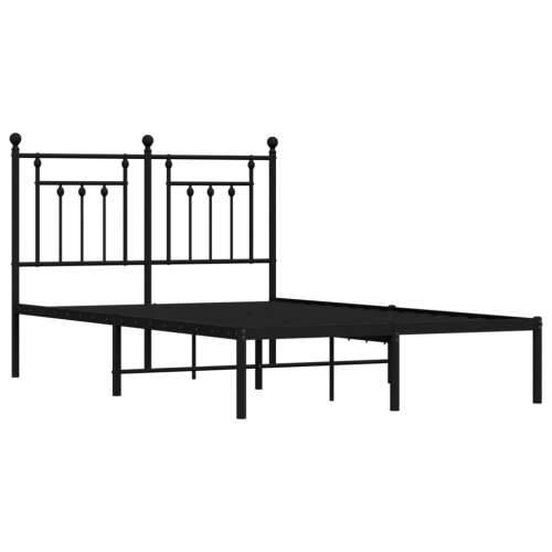 Metalni okvir za krevet s uzglavljem crni 120x190 cm Crna 120 x 190 cm s uzglavljem Cijena
