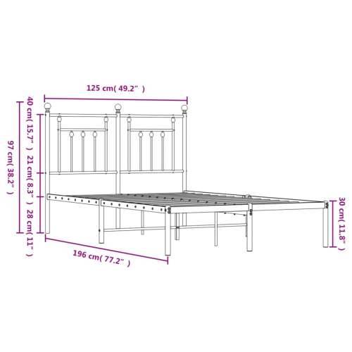 Metalni okvir za krevet s uzglavljem crni 120x190 cm Crna 120 x 190 cm s uzglavljem Cijena
